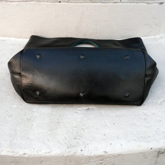 Vintage KATE SPADE black leather tote / handbag - Picture 3 of 9